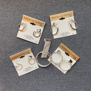Bundle of 5 Silver Hoop Earrings